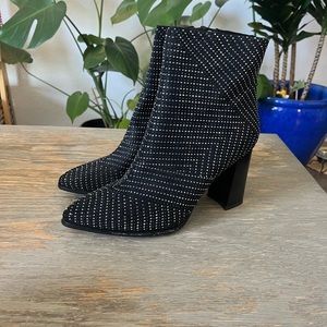 Rhinestone studded black booties size 8